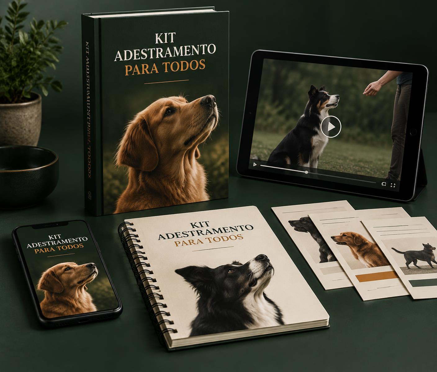 Ebook, videoaulas e guias digitais do Kit Adestramento para Todos